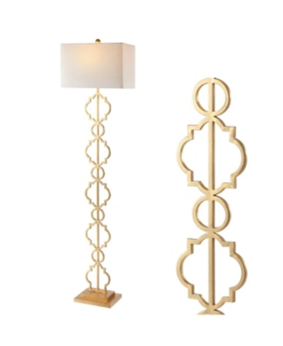 Jonathan Y Selina Iron Ogee Trellis Modern Led Floor Lamp In Gold-tone