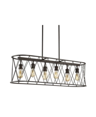 Jonathan Y Marion 6-light Adjustable Iron Farmhouse Rustic Led Dimmable Pendant In Black