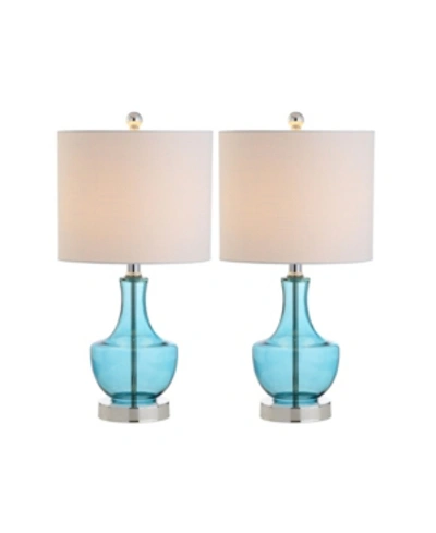Jonathan Y Colette Mini Glass Table Lamp, Set Of 2 In Blue