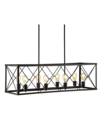 Jonathan Y Galax 8-light Adjustable Iron Farmhouse Industrial Led Dimmable Pendant In Black