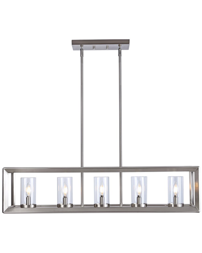 Jonathan Y Designs Anna 38 5 Linear 5 Light Metal Glass Led Pendant In Metallic