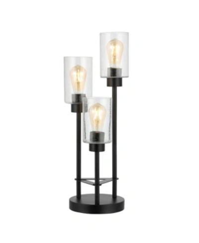 Jonathan Y Axel Modern 3-light Glass Modern Industrial Led Table Lamp In Black