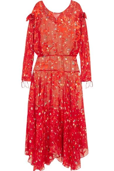 Preen By Thornton Bregazzi Andrea Printed Devoré Silk-chiffon Midi Dress