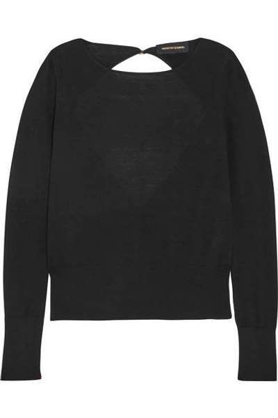 Vanessa Seward Open-back Merino Wool-blend Sweater In Black