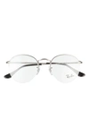 Ray Ban 51mm Round Optical Glasses In Matte Silver/ Clear
