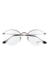 Ray Ban 51mm Round Optical Glasses In Matte Gunmetal/ Clear
