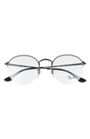 Ray Ban 51mm Round Optical Glasses In Matte Black/ Clear