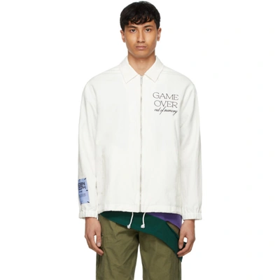Mcq By Alexander Mcqueen Mcq Alexander Mcqueen Slogan Embroidered Classic Collar Jacket In Washed Notebook