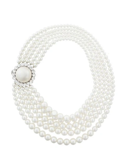 Miu Miu Multistrand Imitation Pearl Necklace In White