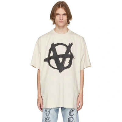 Vetements White Inverted Anarchy Print T-shirt In Off White