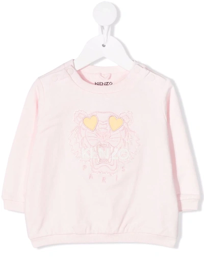 Kenzo Pink Sweatshirt For Baby Girl With Iconic Tiger In 粉色