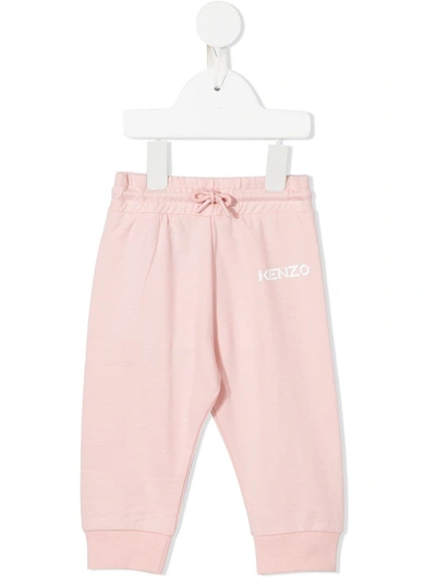 Kenzo Babies' Logo-print Cotton Track Trousers In Pink