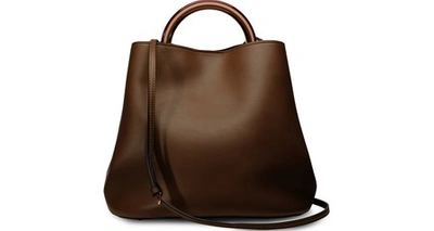 Marni Leather Tote Bag In Dusty Olive+sun