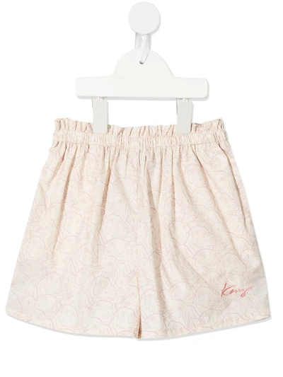Kenzo Kids' Animal-print Pull-on Shorts In Beige