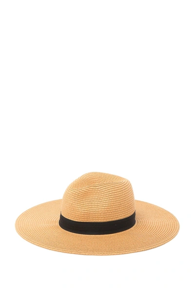 Vince Camuto V Grossgrain Panama Hat In Tan