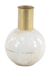 Cosmo By Cosmopolitan White Metal Vase With Goldtone Accent