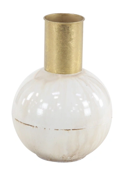 Cosmo By Cosmopolitan White Metal Vase With Goldtone Accent