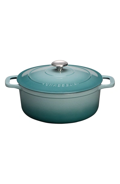 French Home French Enameled Cast Iron Round Dutch Oven In Quartz Blue