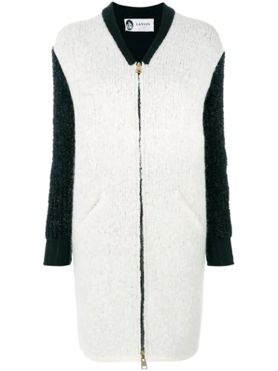 Lanvin Contrast Sleeve Coat In White