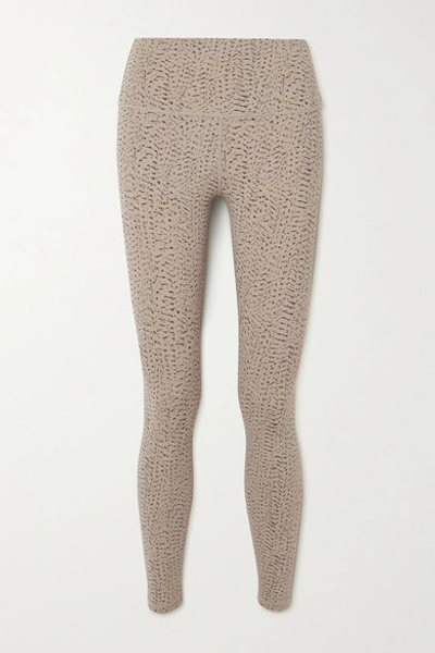 Varley Luna Printed Stretch Leggings In Taupe Feather