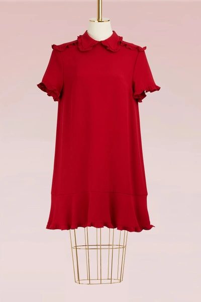 Red Valentino Short Dress With Ruffles In Lacca