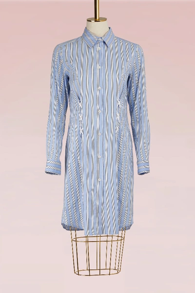 Paul & Joe Striped Cotton Shirt Dress With Lace-up Detail In Sky
