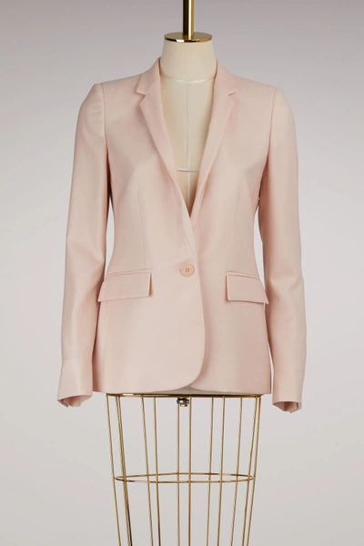 Stella Mccartney Fleur Pink Textured Wool Blazer In 5900 - Rose