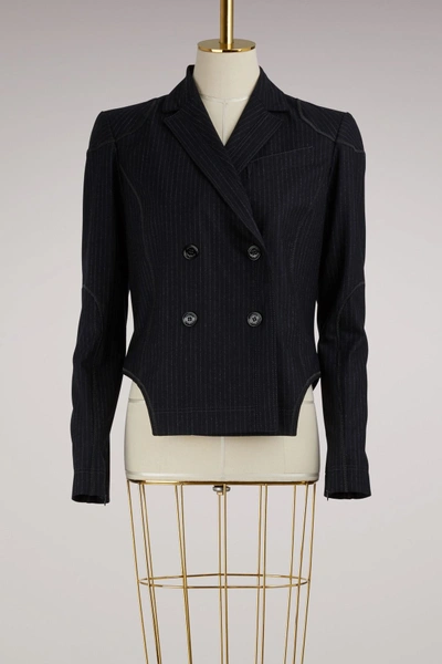 Nina Ricci Flannel Jacket In Navy/grey