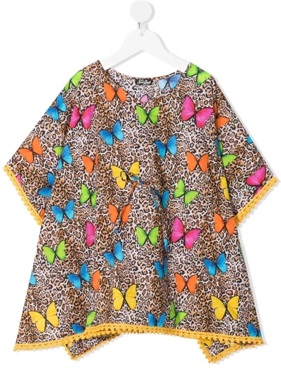 Mc2 Saint Barth Teen Leopard Butterfly-print Dress In Animalier