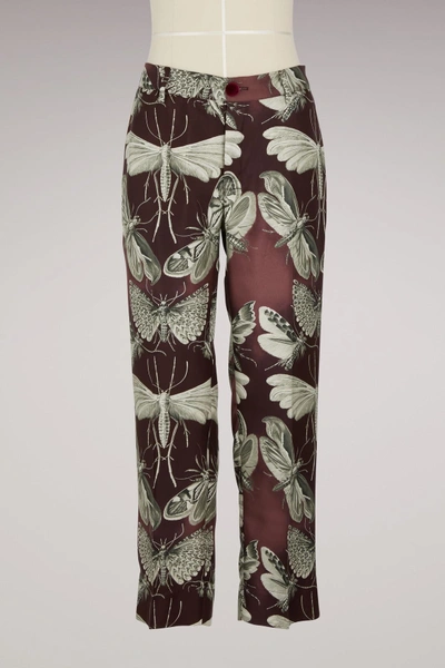 F.r.s For Restless Sleepers Tartaro Silk Trousers In Burgundy