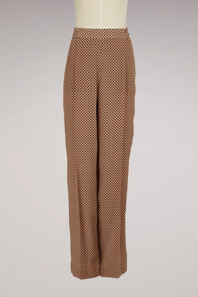 Stella Mccartney Silk Wide-leg Pants In 2742 - Camel
