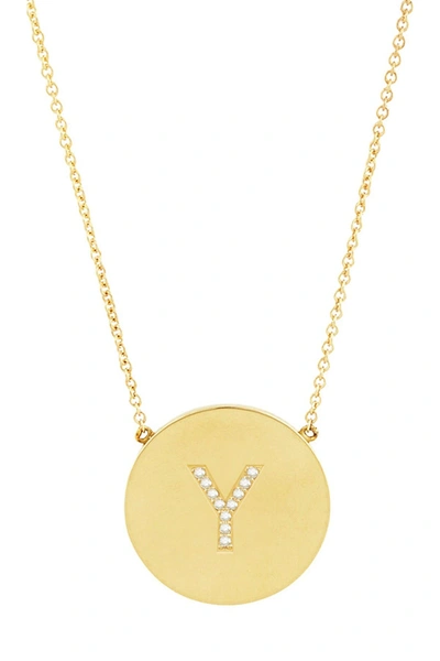 Sterling Forever 14k Gold Plated Sterling Silver Cz Round Initial Necklace