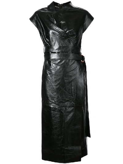 Proenza Schouler Belted Metallic Midi Dress In Black
