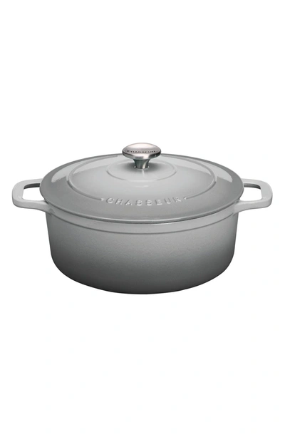 French Home French Enameled Cast Iron Round Dutch Oven In Celestial Grey