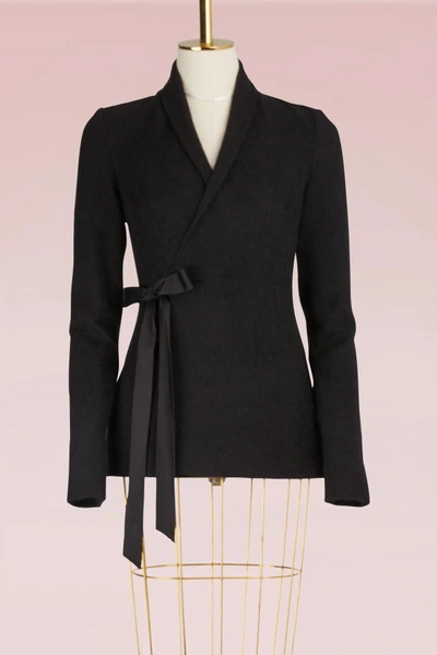 Rick Owens Mohair Wrap Jacket In Black