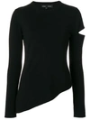 Proenza Schouler Asymmetric Cutout Wool-blend Sweater In Black