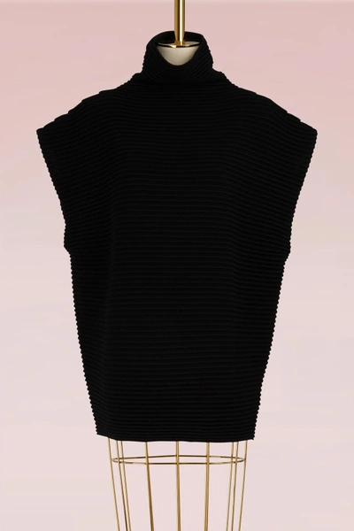 Victoria Victoria Beckham Wool Sleeveless Funnel Neck Sweater In Black