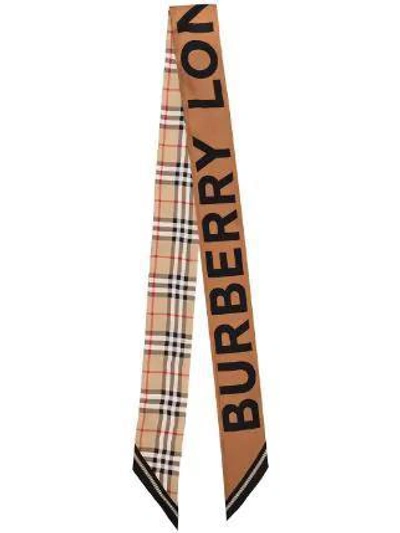 Burberry Vintage Check Skinny Scarf In Archive Beige Ip Chk
