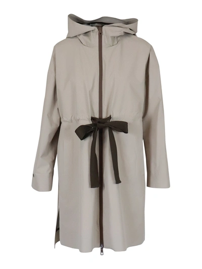 Peserico Tech-fabric Parka With Drawstring In Taupe