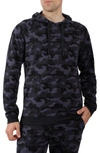 90 Degree By Reflex Terry Pullover Drawstring Hoodie In P600 Camo Navy Comb