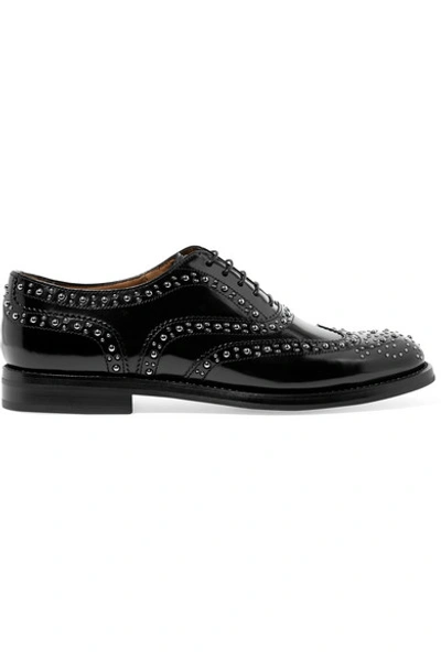 Church's Burwood Met Studded Glossed-leather Brogues In Black