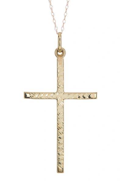 Candela 10k Yellow Gold Hammered Cross Pendant Necklace