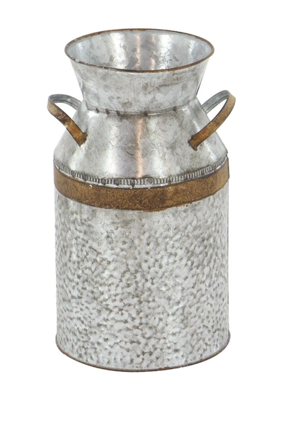 Willow Row Gray Metal Milk Can Decorative Jar In Grey