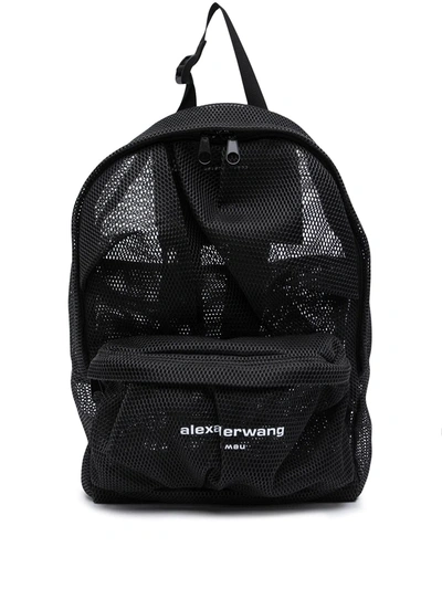 Alexander Wang Wangsport' Logo Print Mesh Backpack In Black