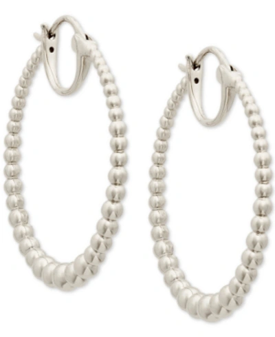 Ava Nadri Medium Graduated Bead Hoop Earrings, 1.25" In Silver