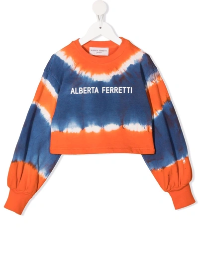 Alberta Ferretti Teen Tie-dye Logo Sweatshirt In 蓝色