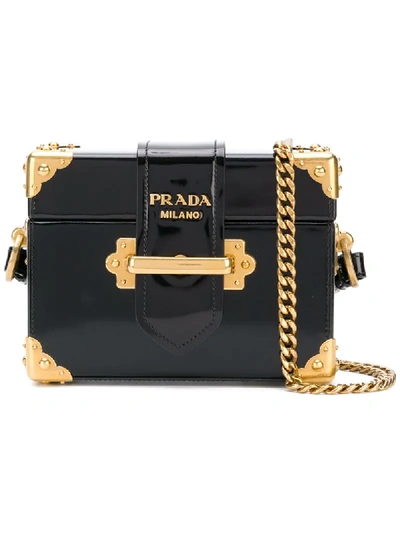 Prada Black Cahier Mini Patent Leather Box Bag