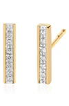 Monica Vinader Signature Skinny Diamond Bar Earrings In Yellow Gold