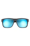 Costa Del Mar 59mm Polarized Square Sunglasses In Matte Black/ Blue Mirrored