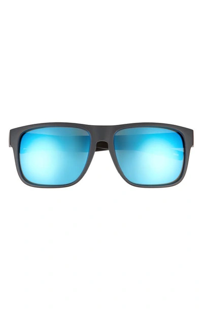 Costa Del Mar 59mm Polarized Square Sunglasses In Matte Black/ Blue Mirrored
